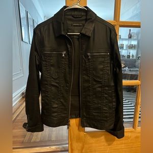 John Varvatos Men’s waxed denim trucker jacket, Black, Size Small